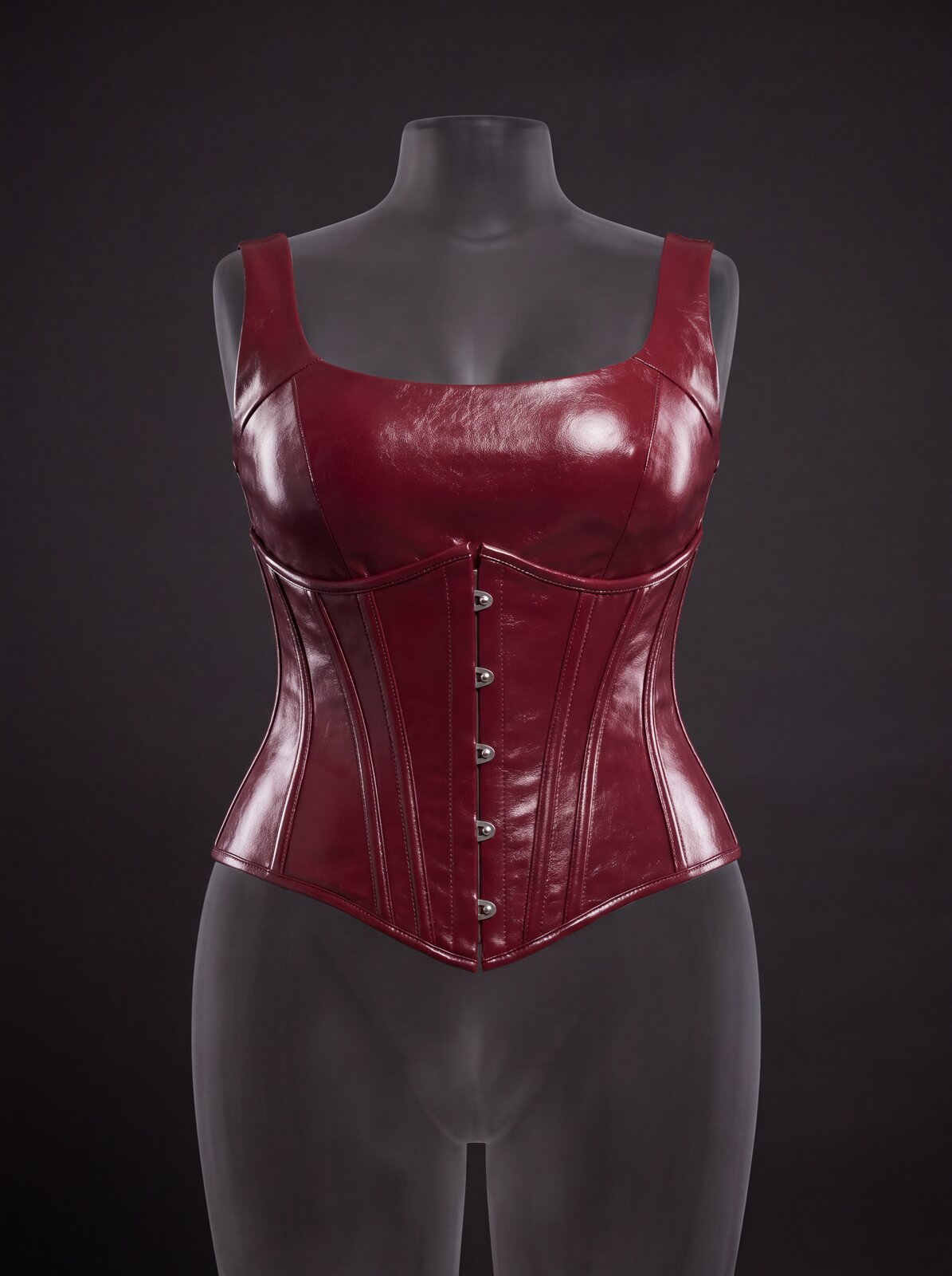 Structured Corset in burgundy latex